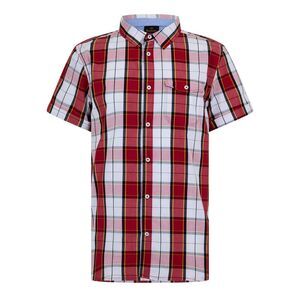 Bench Mens Checkered Short-Sleeved Shirt / White/Red